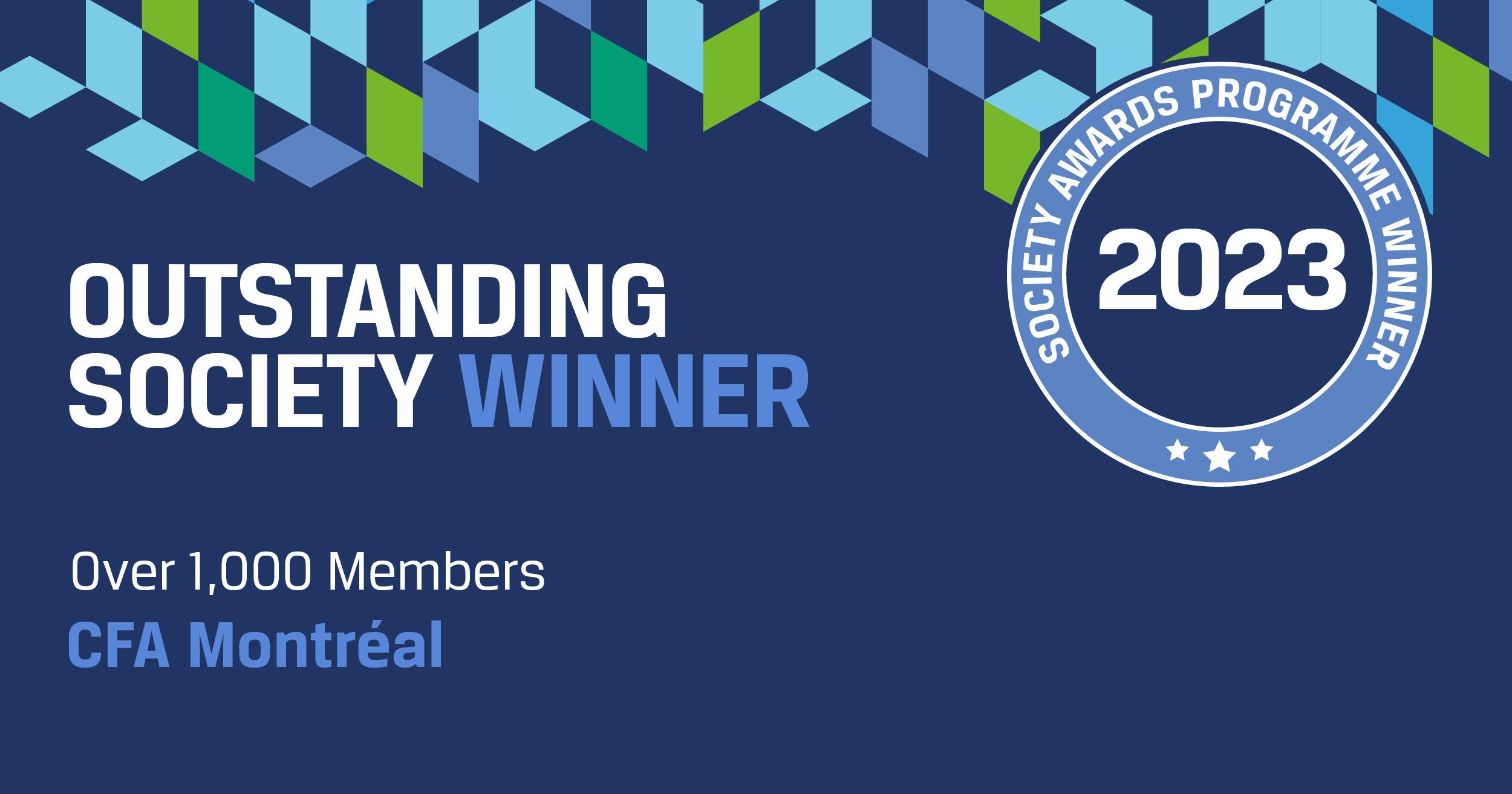 CFA Montréal wins the Most Outstanding Society Award 2023 